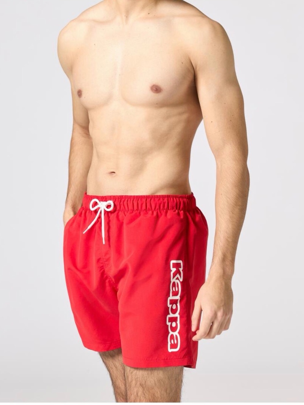 Kappa Red Men's Swim Board Shorts with White Logo